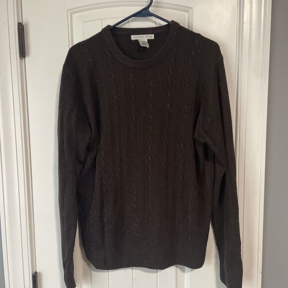 Geoffrey Beene Men's Cardigan Sweater size L Brown VERY GOOD - Picture 1 of 3